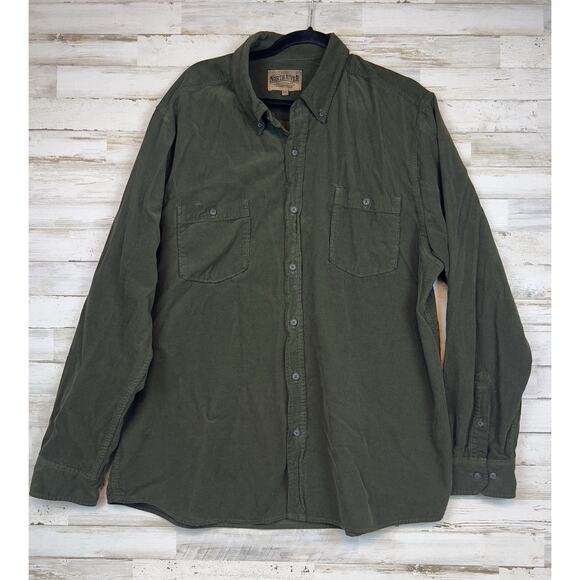 North River Men’s XXL Olive Green Corduroy Button Down Shirt Long Sleeve - Picture 1 of 8